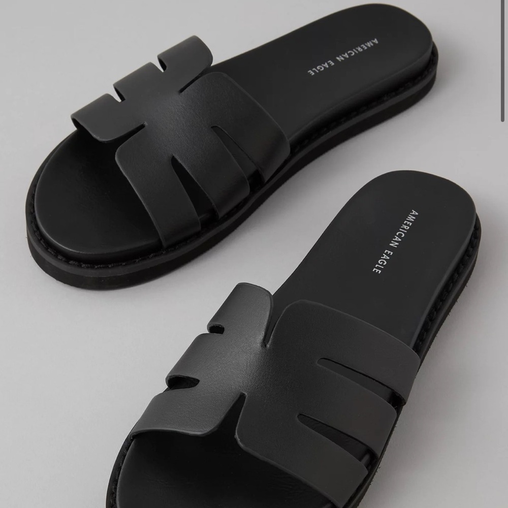 AE Cutout-Strap Vegan Leather Slide Sandal